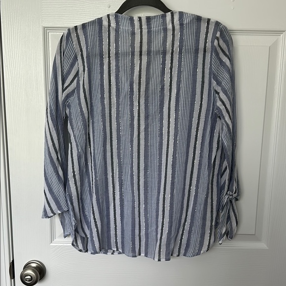 NWT Michael Kors Navy and White Striped Blouse - Picture 7 of 9